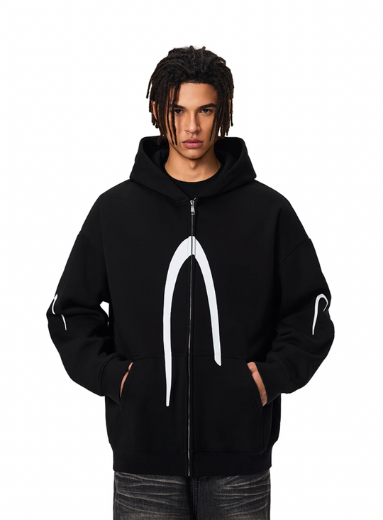 Achock Heavyweight Logo Printed Zip Up Hoodie | Face 3 Face