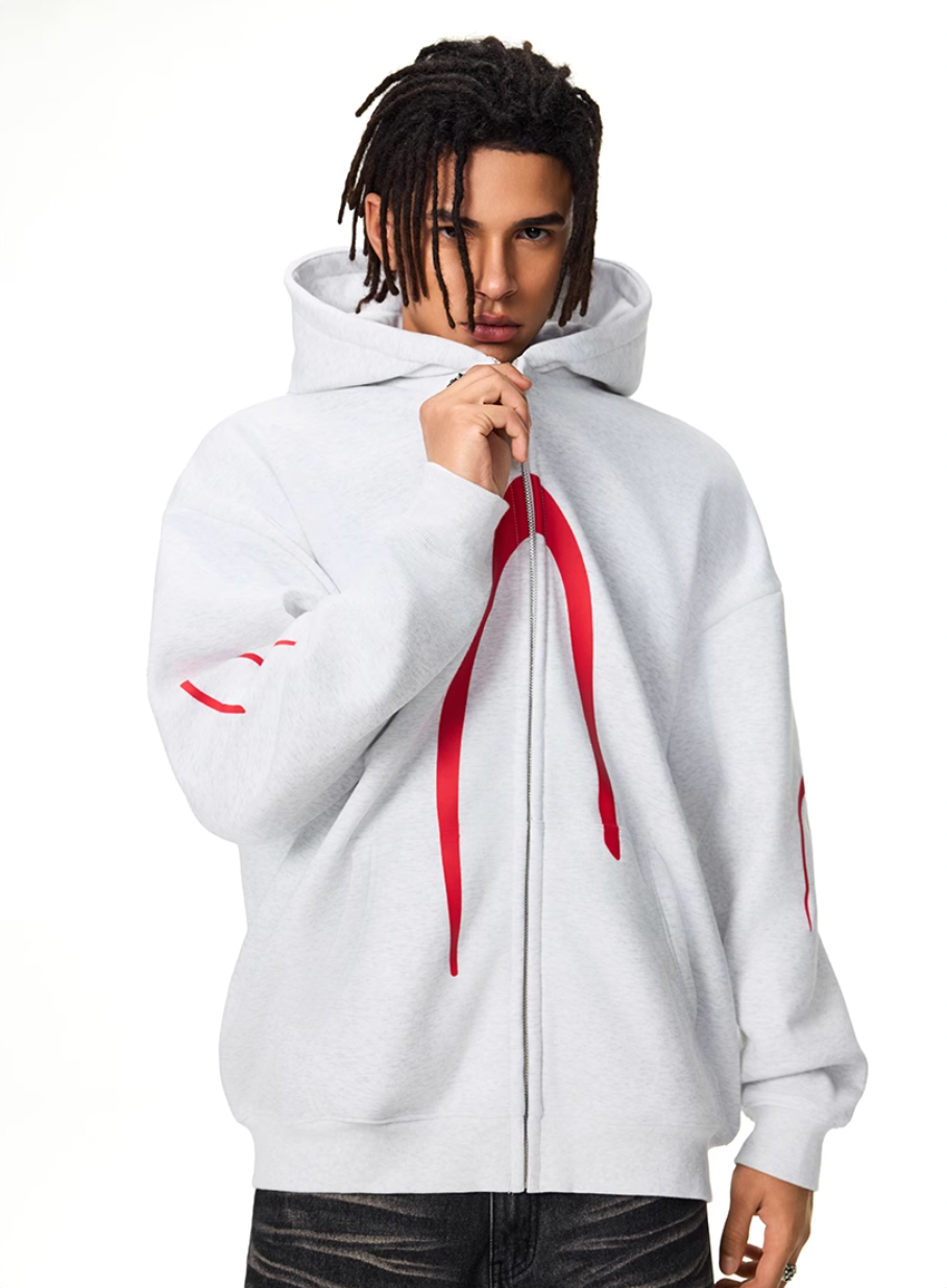 Achock Heavyweight Logo Printed Zip Up Hoodie | Face 3 Face