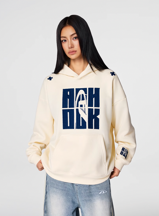 Puff print hoodies | Achock Four Color Heavy Logo Embroidered Hoodie | Face 3 Face