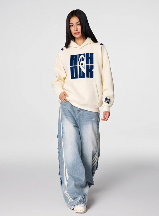 Puff print hoodies | Achock Four Color Heavy Logo Embroidered Hoodie | Face 3 Face