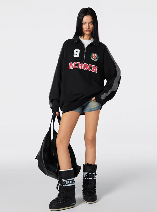 Achock Uniform Designed Half-Zip Sweatshirt | Face 3 Face