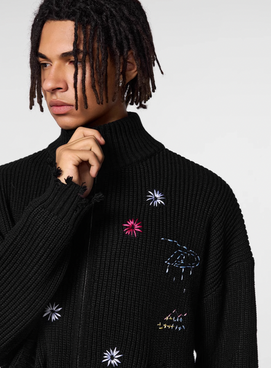 Achock Floral Embroidery Zipper Hoodie | Face 3 Face