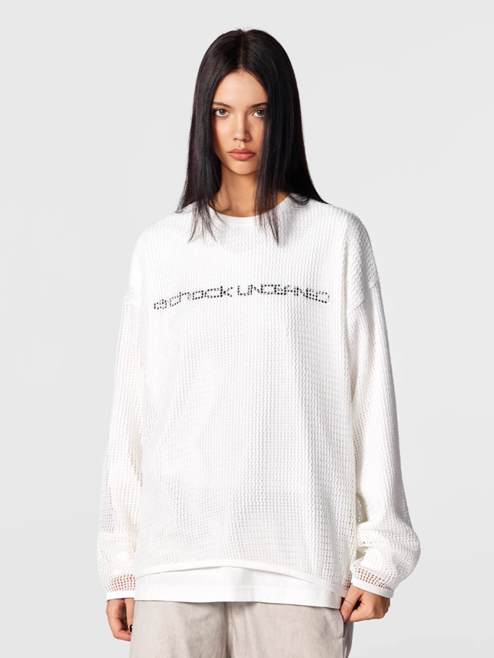 Achock Fake Two Pieces Printed Mesh Long Sleeve Tee | Face 3 Face