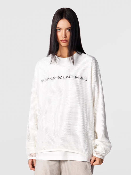 Achock Fake Two Pieces Printed Mesh Long Sleeve Tee | Face 3 Face