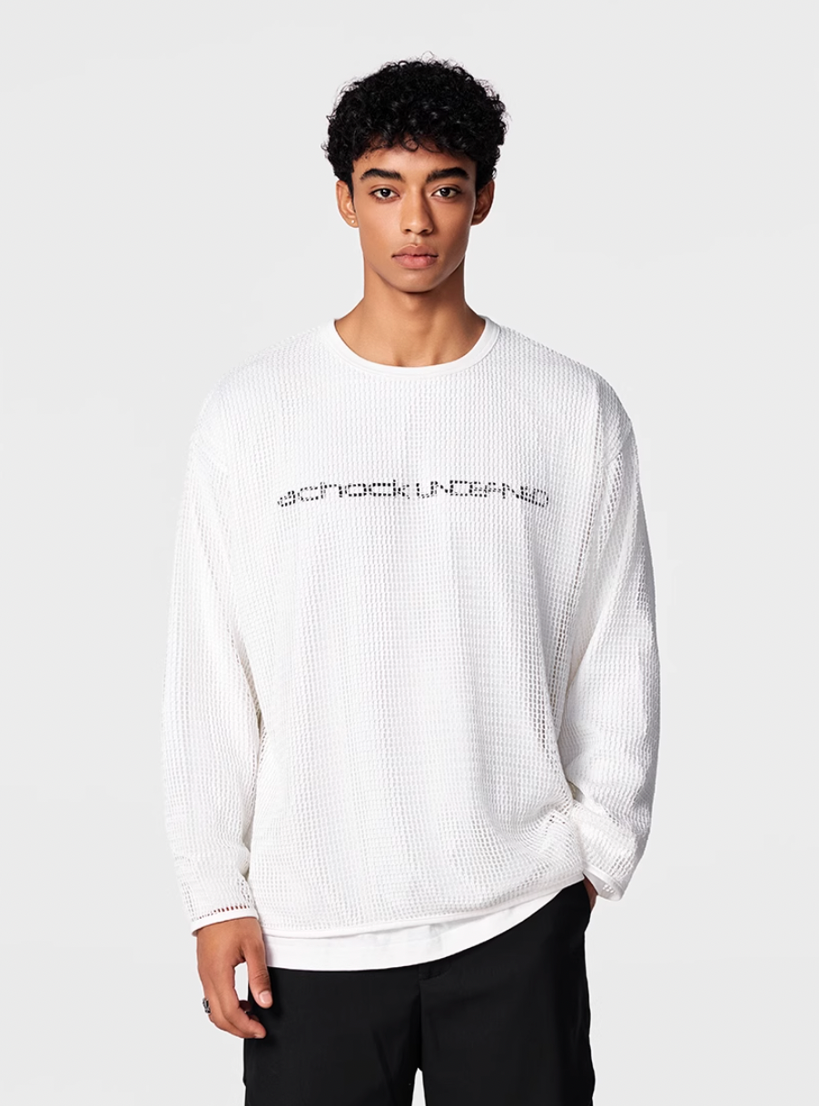 Achock Fake Two Pieces Printed Mesh Long Sleeve Tee | Face 3 Face