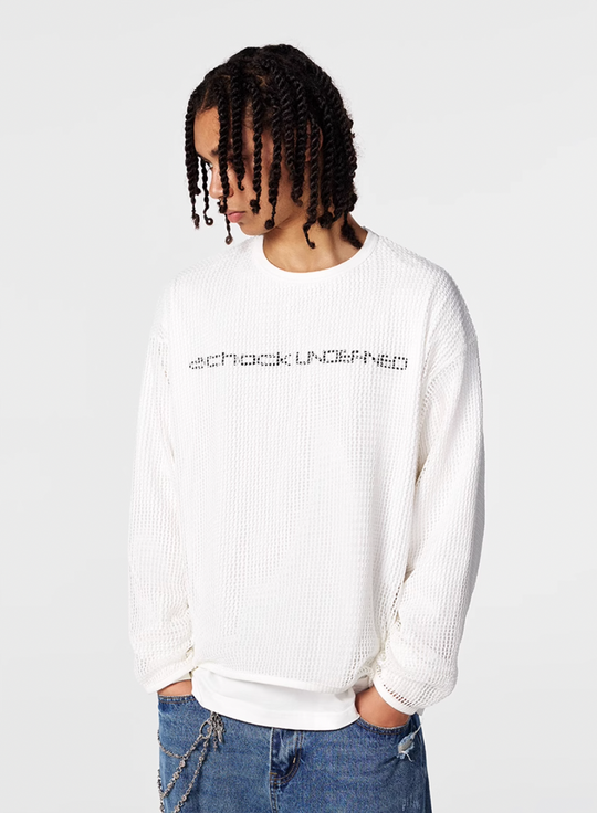 Achock Fake Two Pieces Printed Mesh Long Sleeve Tee | Face 3 Face