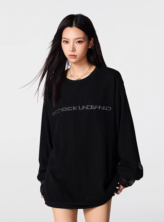 Achock Fake Two Pieces Printed Mesh Long Sleeve Tee | Face 3 Face