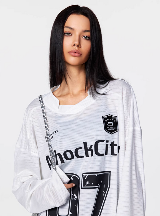 Achock Logo 07 Numbered Long Sleeve Sports Mesh Jersey | Face 3 Face