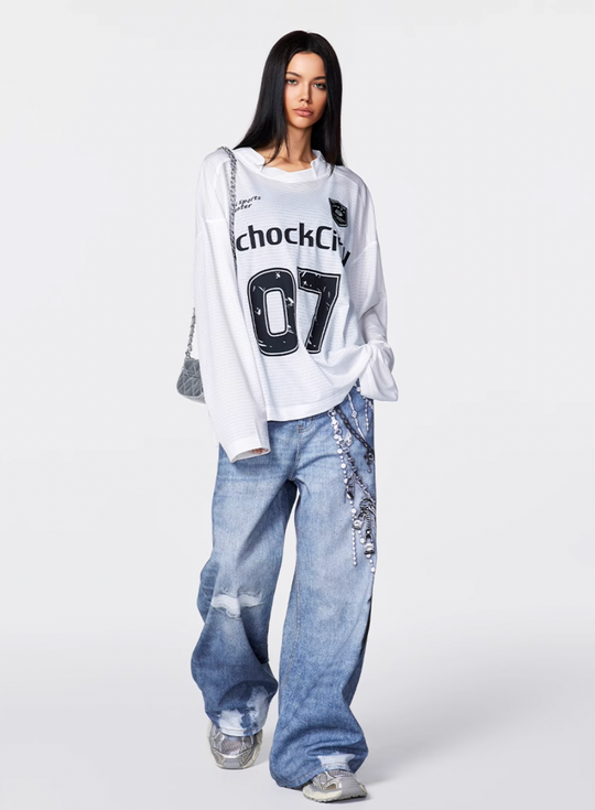 Achock Logo 07 Numbered Long Sleeve Sports Mesh Jersey | Face 3 Face