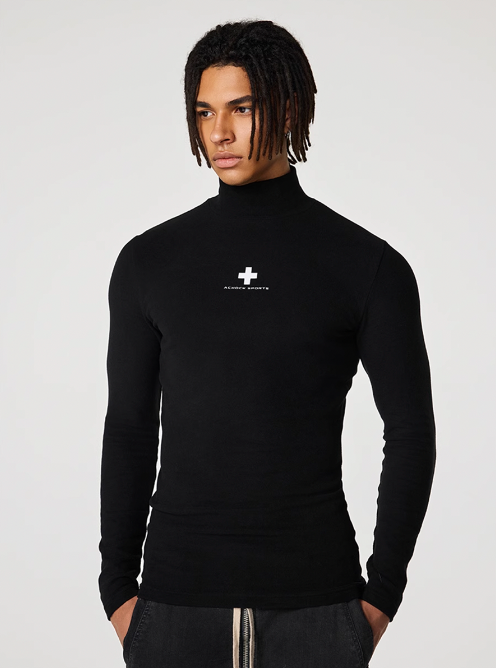 Achock Slim Half High Neck Long Sleeve Tee | Face 3 Face