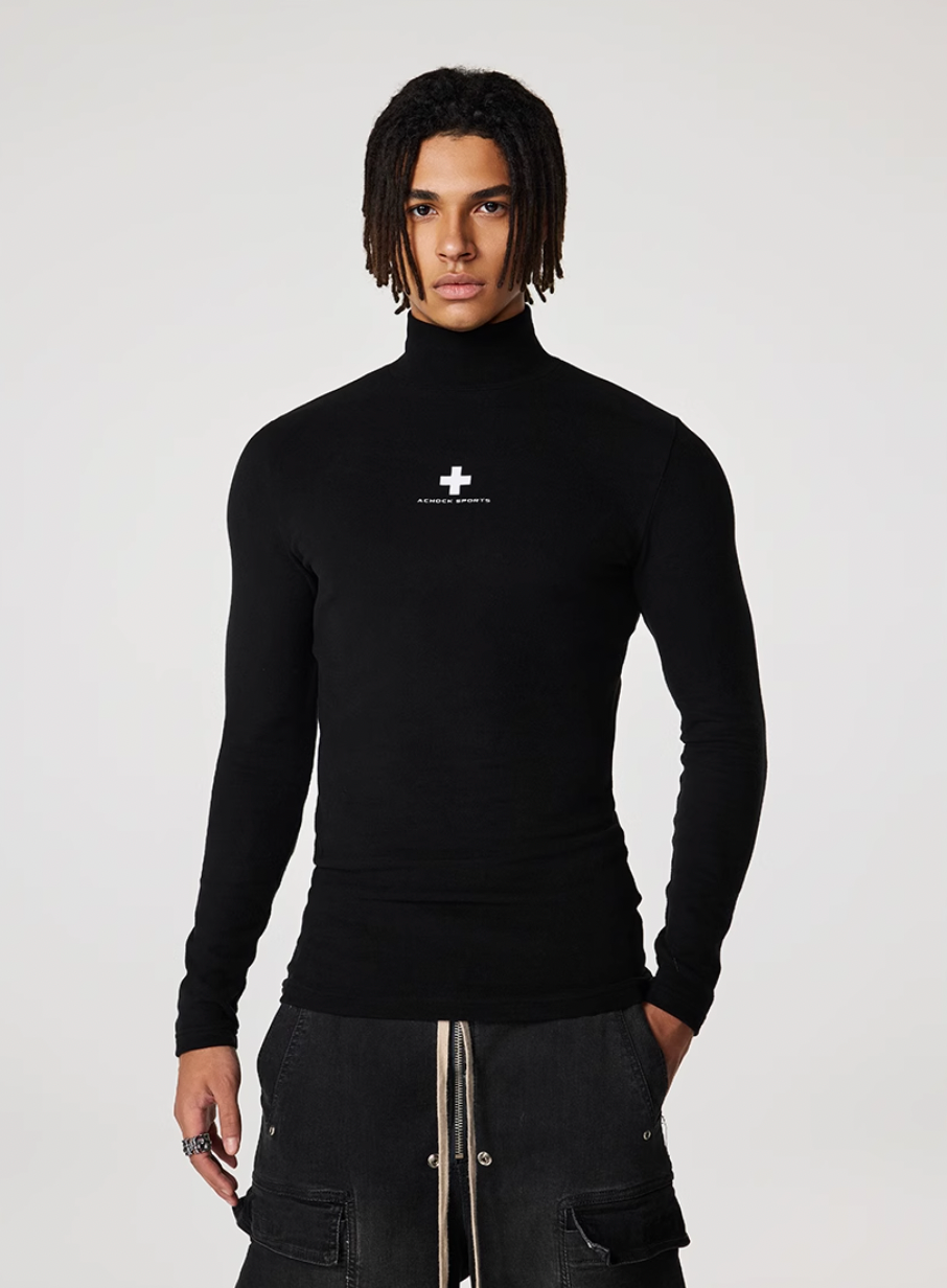 Achock Slim Half High Neck Long Sleeve Tee | Face 3 Face