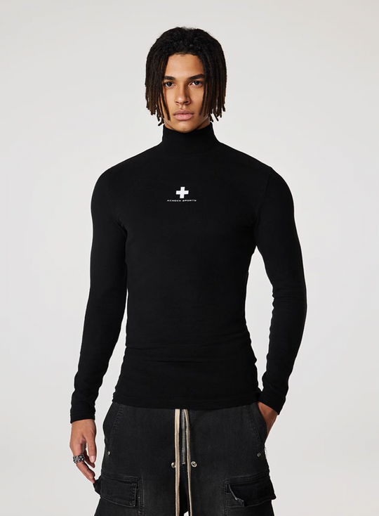Achock Slim Half High Neck Long Sleeve Tee | Face 3 Face