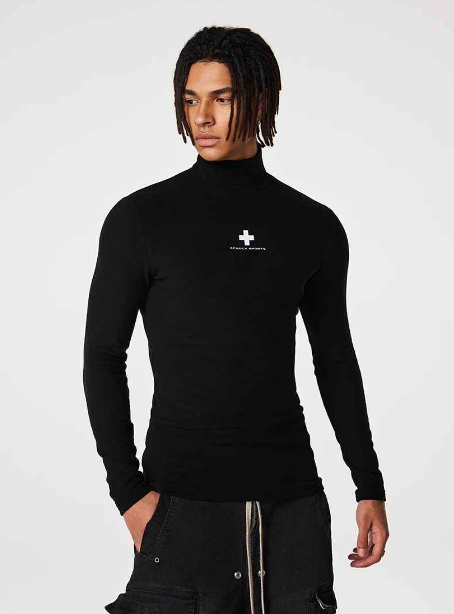 Achock Slim Half High Neck Long Sleeve Tee | Face 3 Face