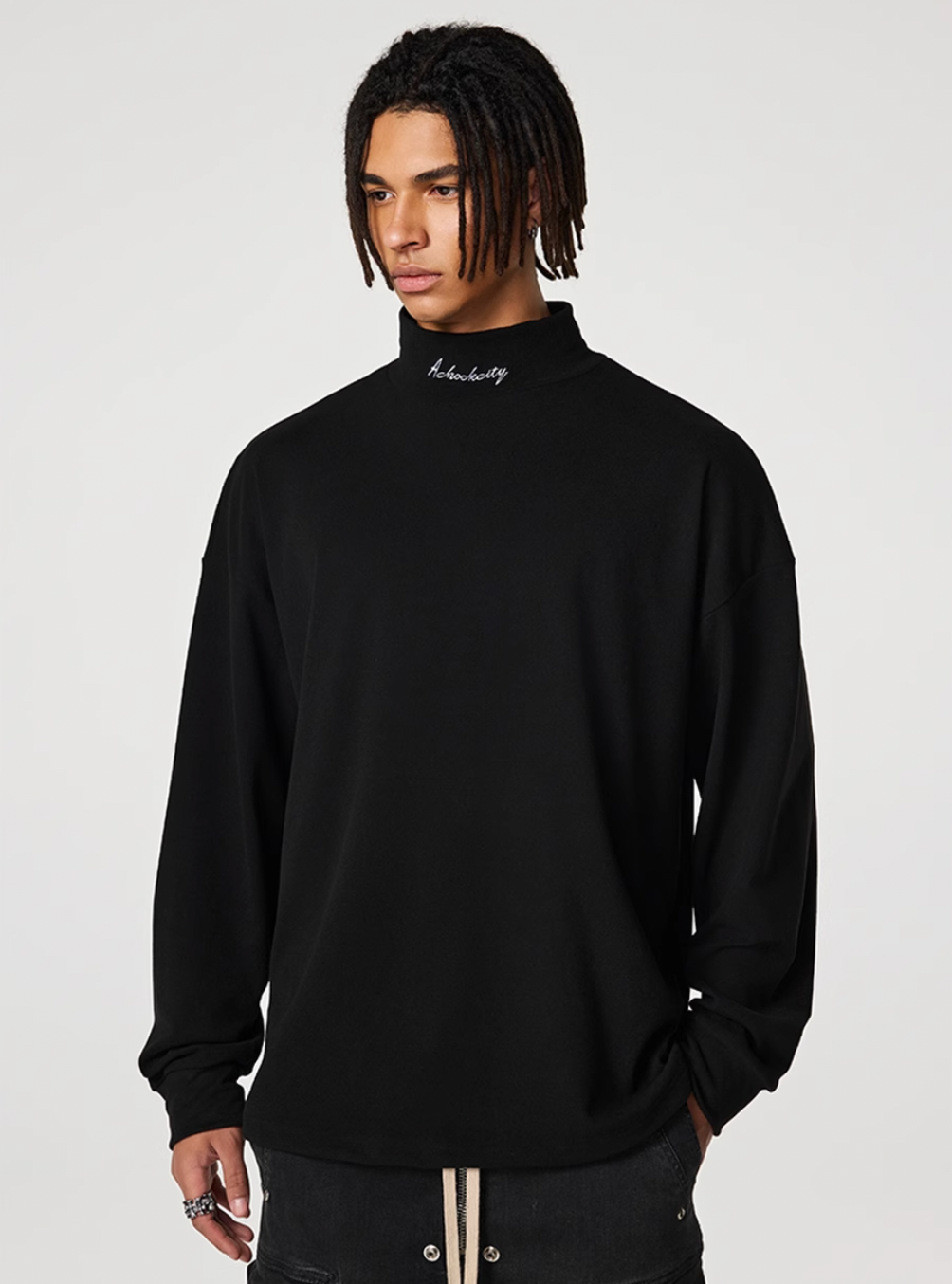 Achock Loose Half High Neck Long Sleeve Tee | Face 3 Face