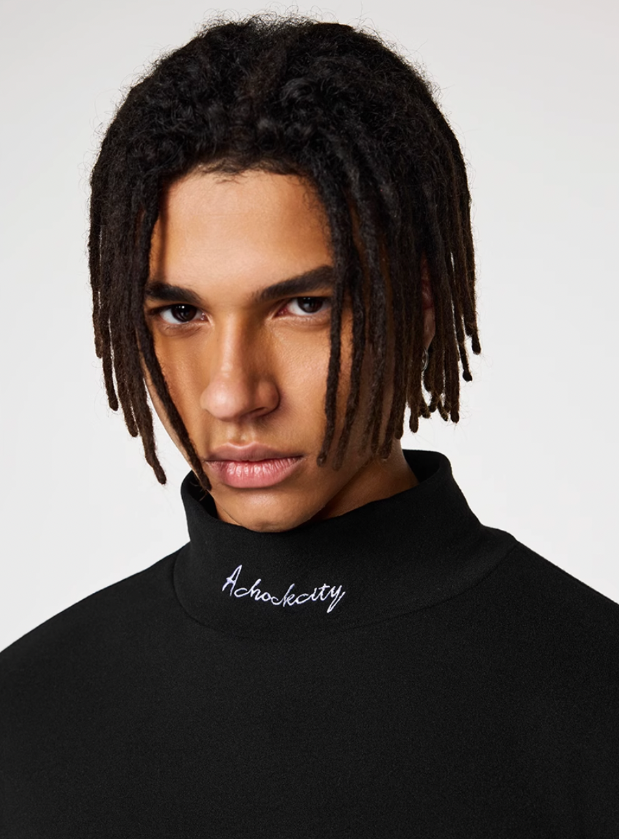 Achock Loose Half High Neck Long Sleeve Tee | Face 3 Face