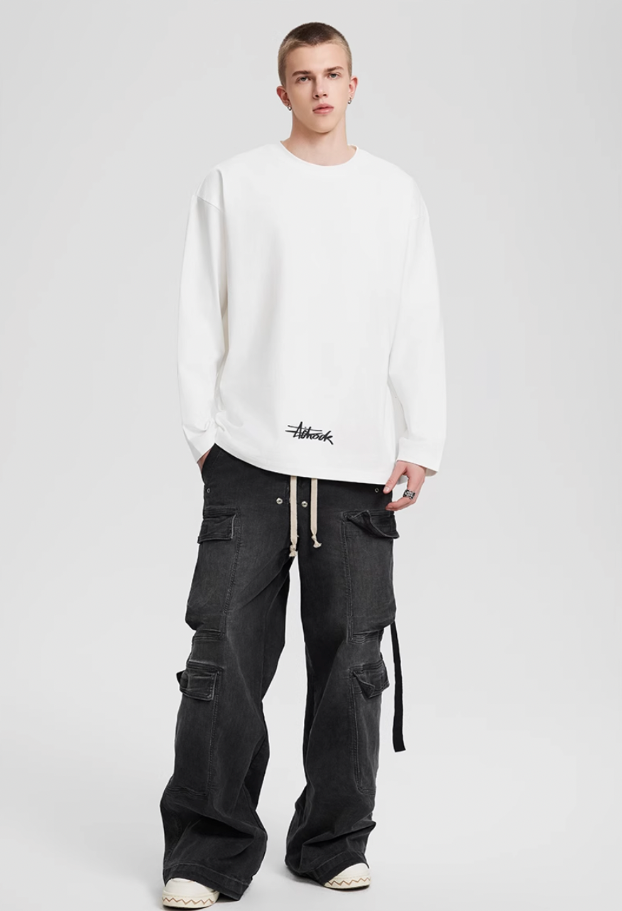 Achock Simple Logo Print Long Sleeve Tee | Face 3 Face