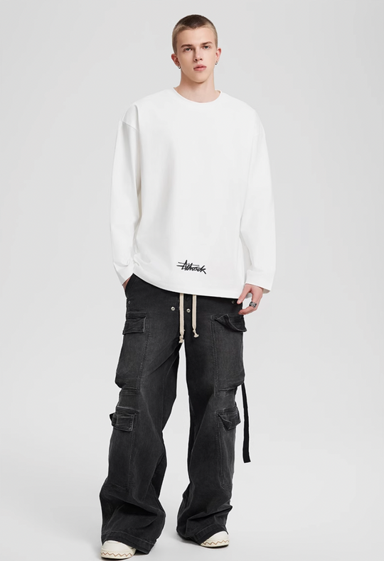 Achock Simple Logo Print Long Sleeve Tee | Face 3 Face