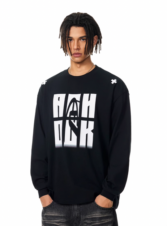 Achock Letter Logo Print Long Sleeve Tee | Face 3 Face