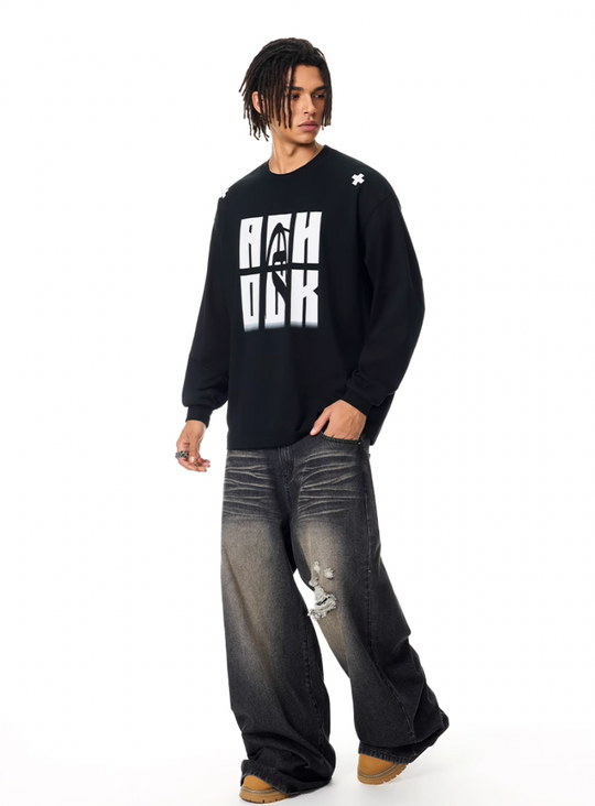 Achock Letter Logo Print Long Sleeve Tee | Face 3 Face