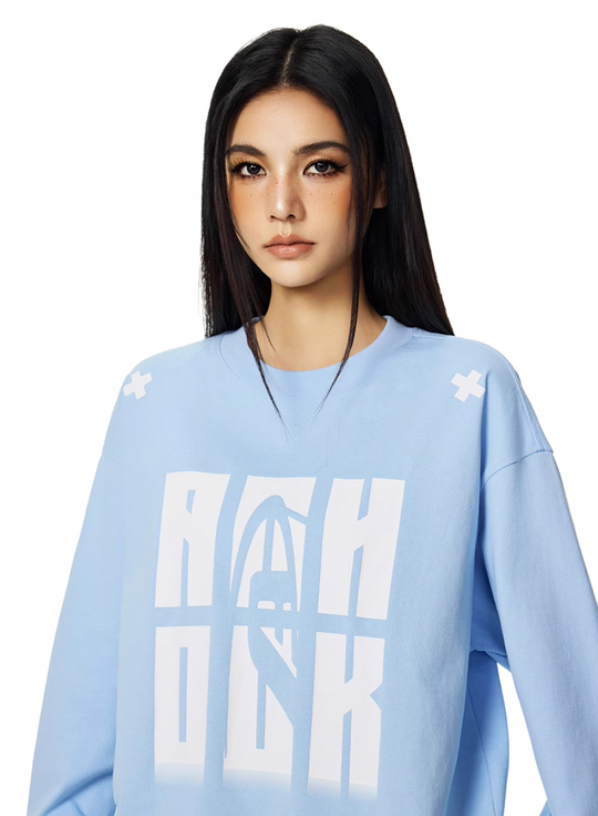 Achock Letter Logo Print Long Sleeve Tee | Face 3 Face