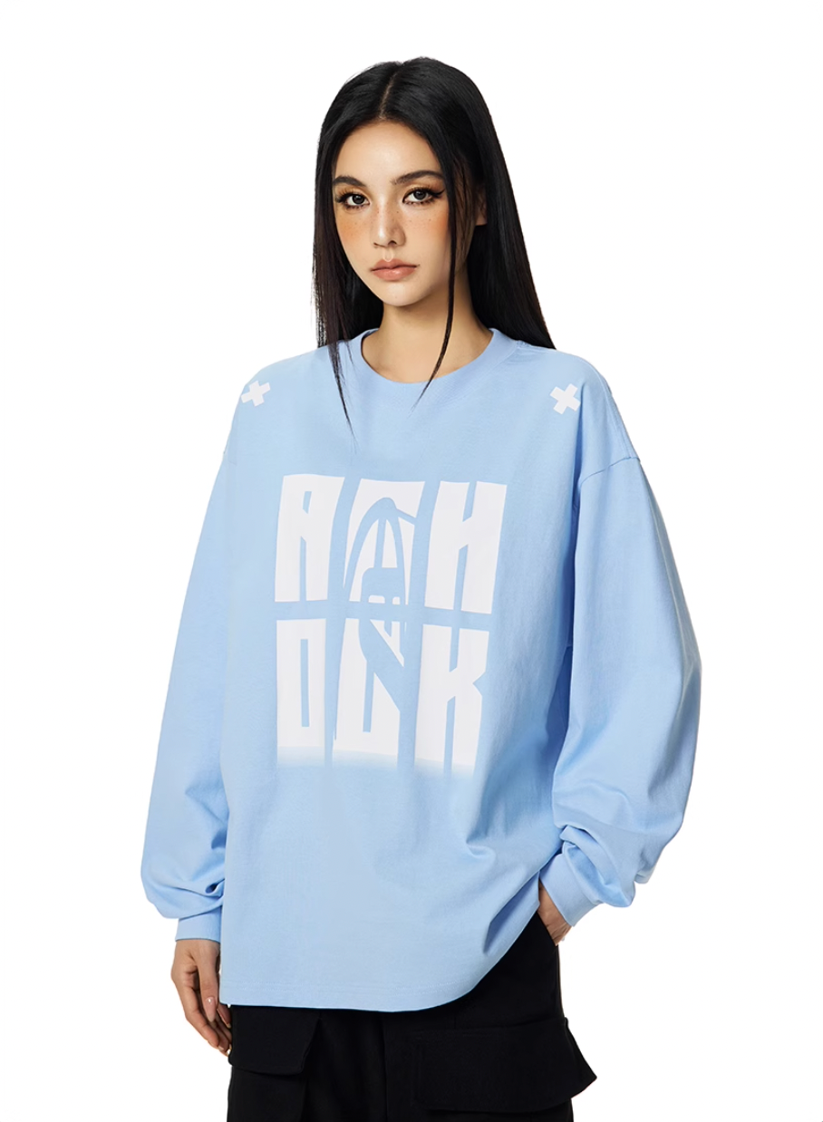 Achock Letter Logo Print Long Sleeve Tee | Face 3 Face