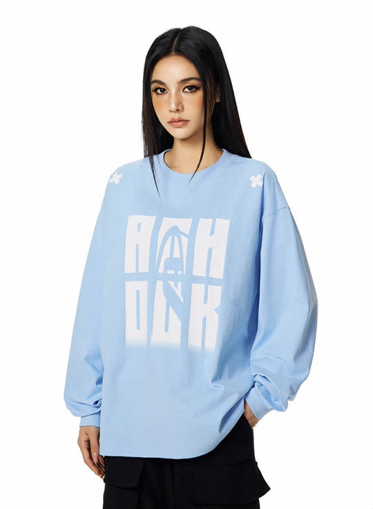 Achock Letter Logo Print Long Sleeve Tee | Face 3 Face