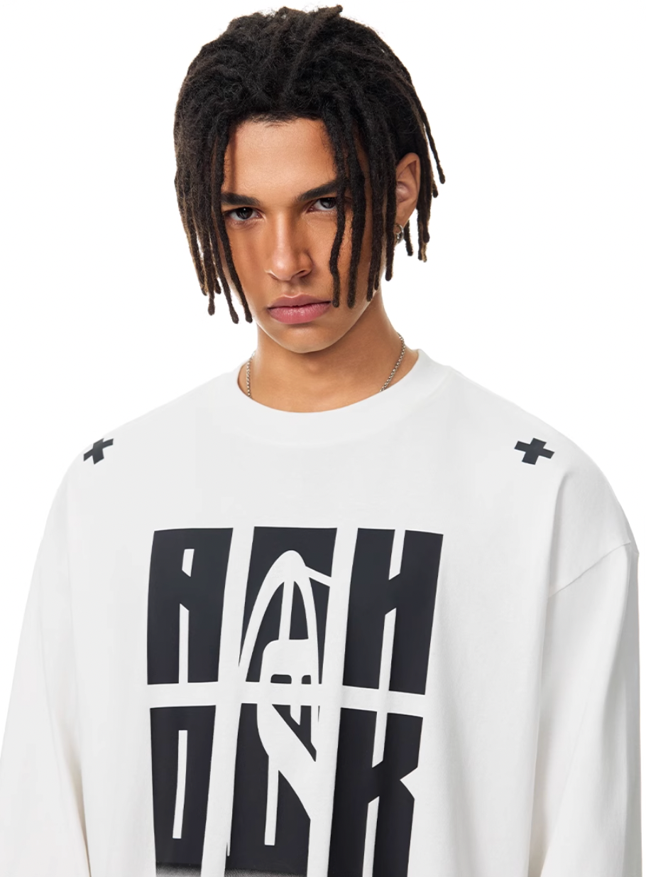 Achock Letter Logo Print Long Sleeve Tee | Face 3 Face