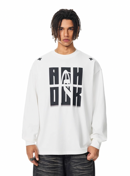 Achock Letter Logo Print Long Sleeve Tee | Face 3 Face
