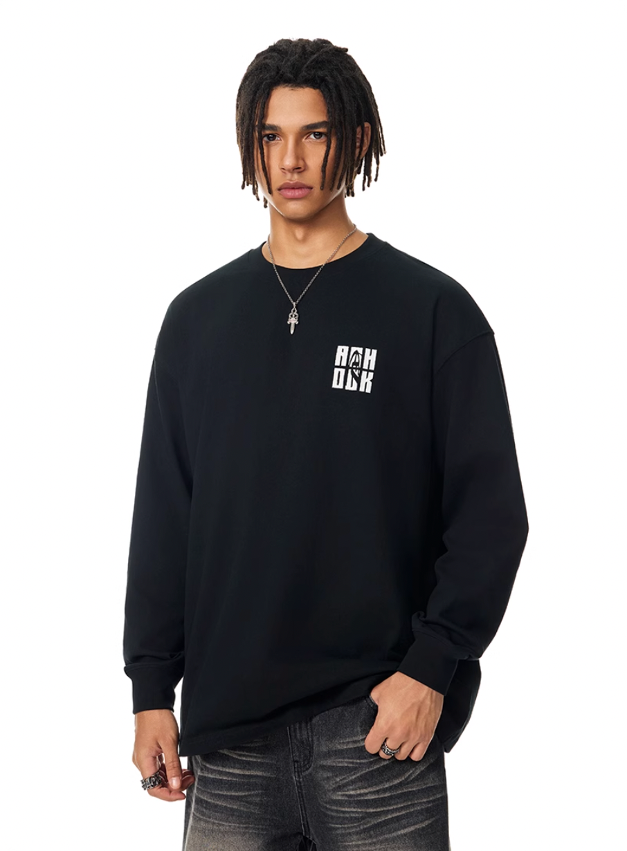 Achock Letter Logo Embroidered Long Sleeve Tee | Face 3 Face