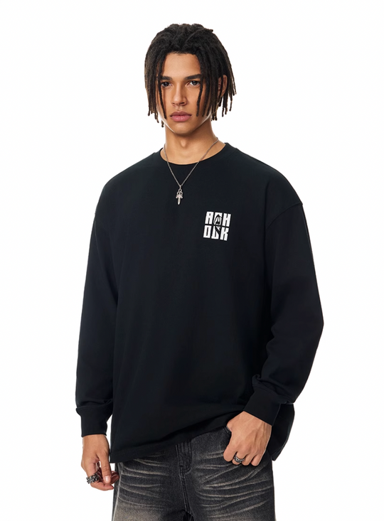 Achock Letter Logo Embroidered Long Sleeve Tee | Face 3 Face