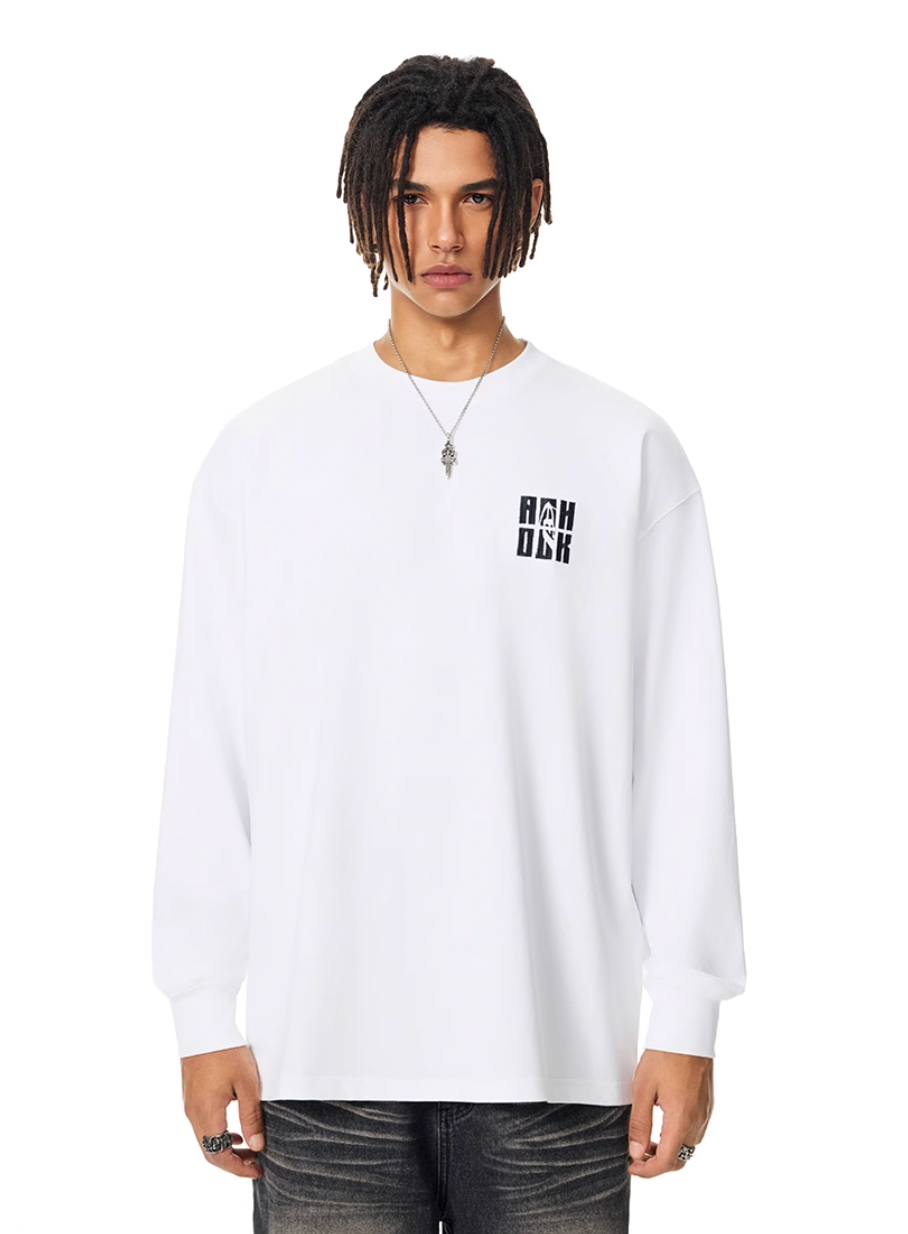 Achock Letter Logo Embroidered Long Sleeve Tee | Face 3 Face