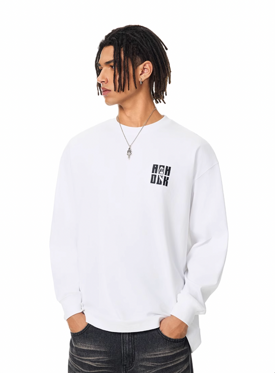 Achock Letter Logo Embroidered Long Sleeve Tee | Face 3 Face
