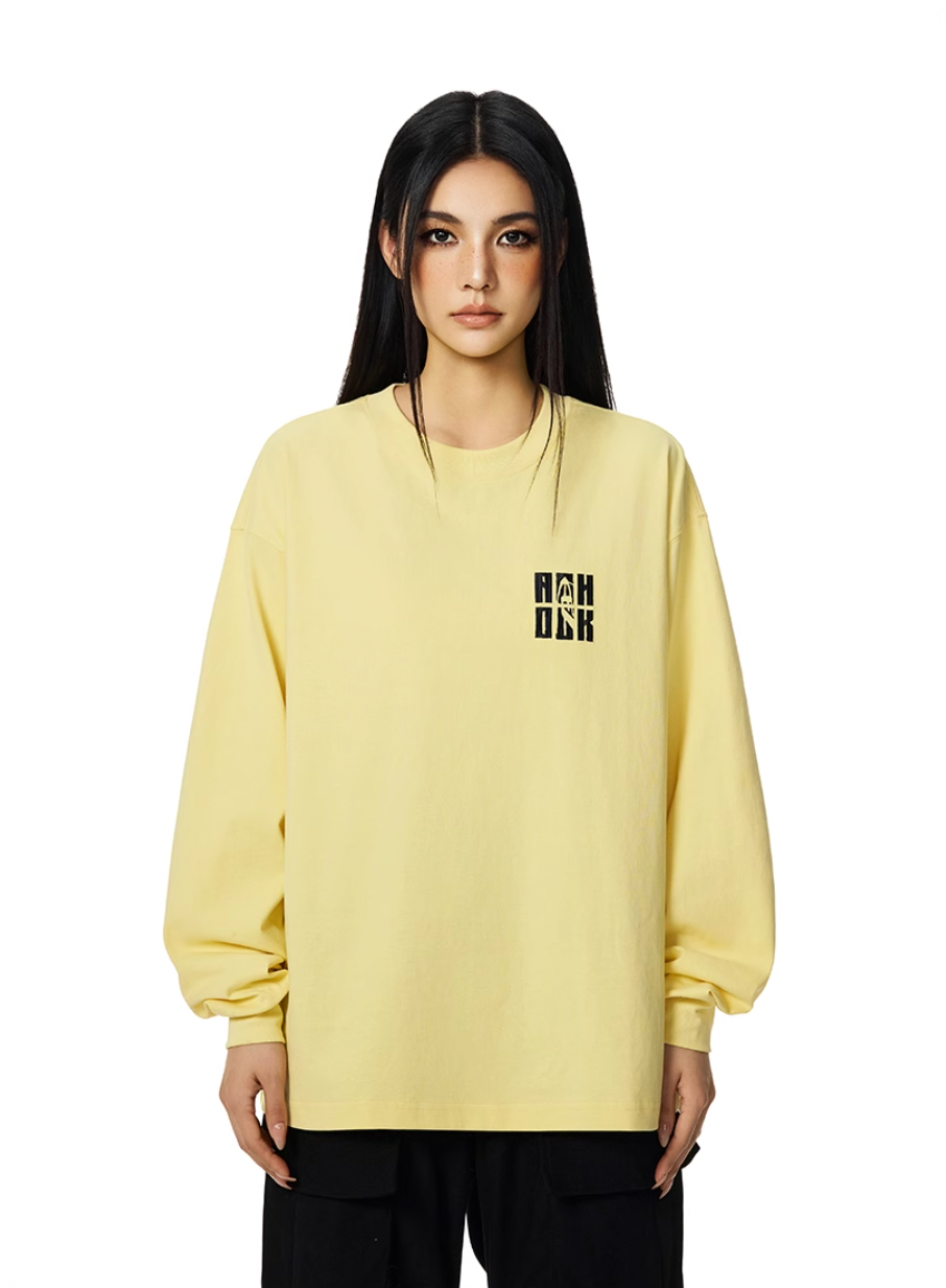 Achock Letter Logo Embroidered Long Sleeve Tee | Face 3 Face