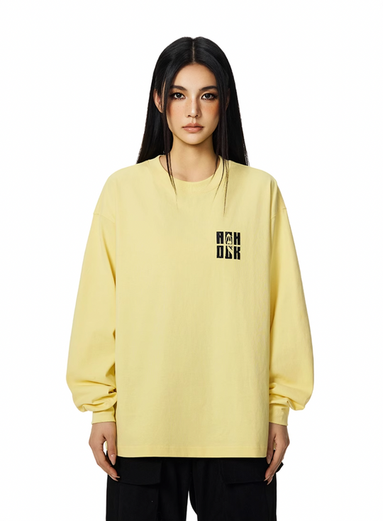 Achock Letter Logo Embroidered Long Sleeve Tee | Face 3 Face