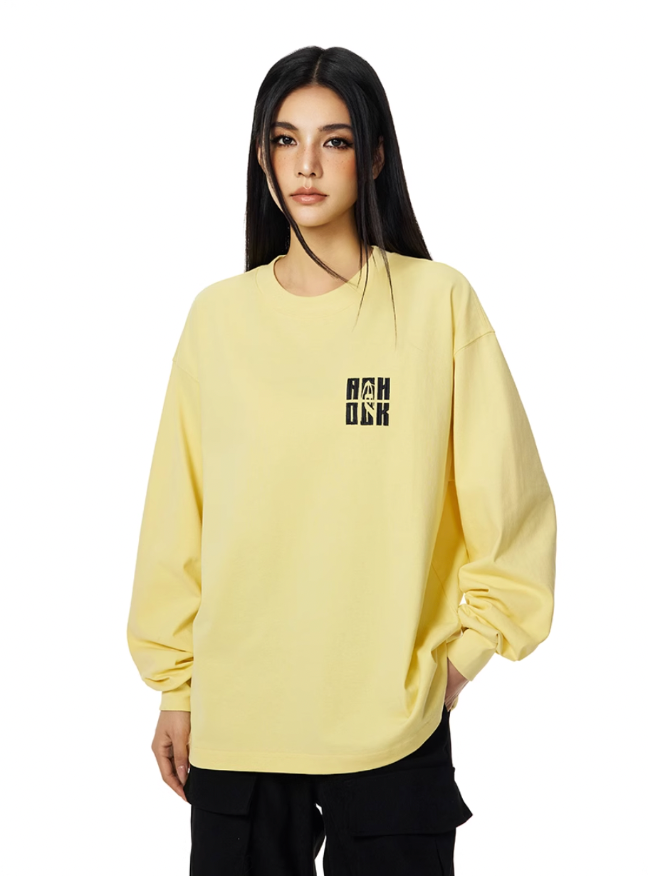 Achock Letter Logo Embroidered Long Sleeve Tee | Face 3 Face