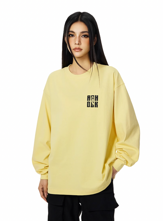 Achock Letter Logo Embroidered Long Sleeve Tee | Face 3 Face