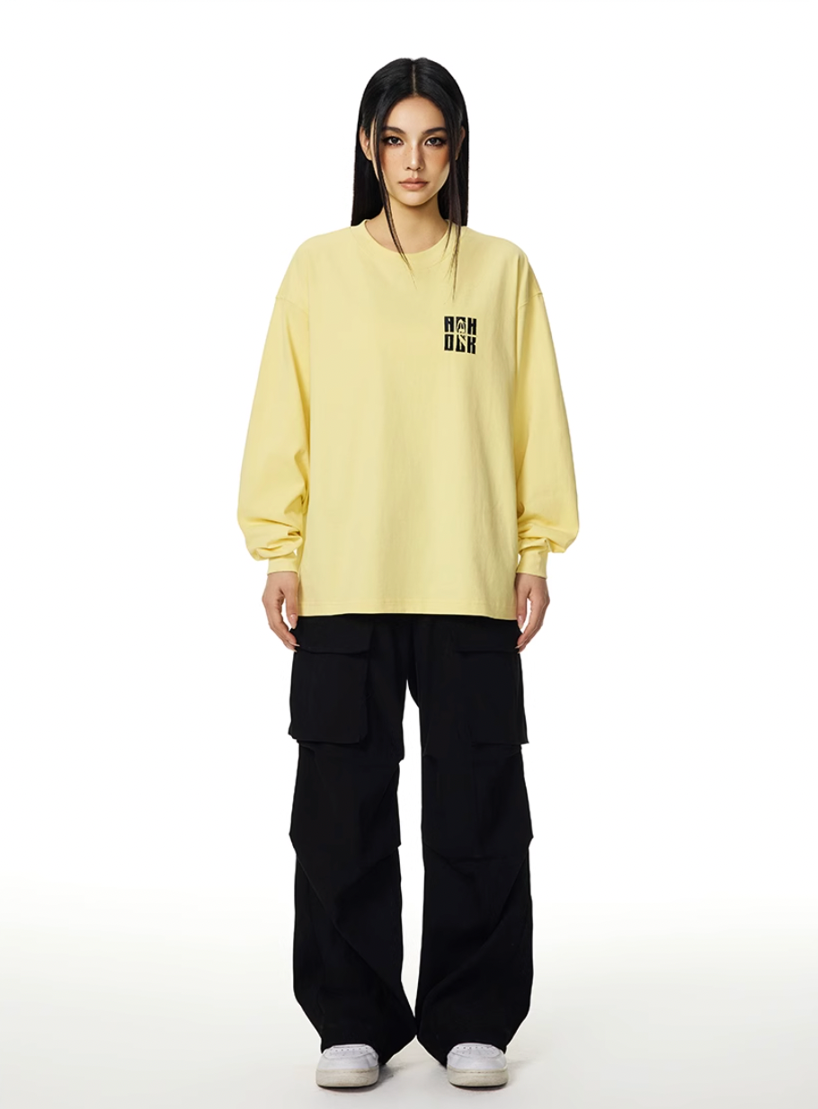 Achock Letter Logo Embroidered Long Sleeve Tee | Face 3 Face