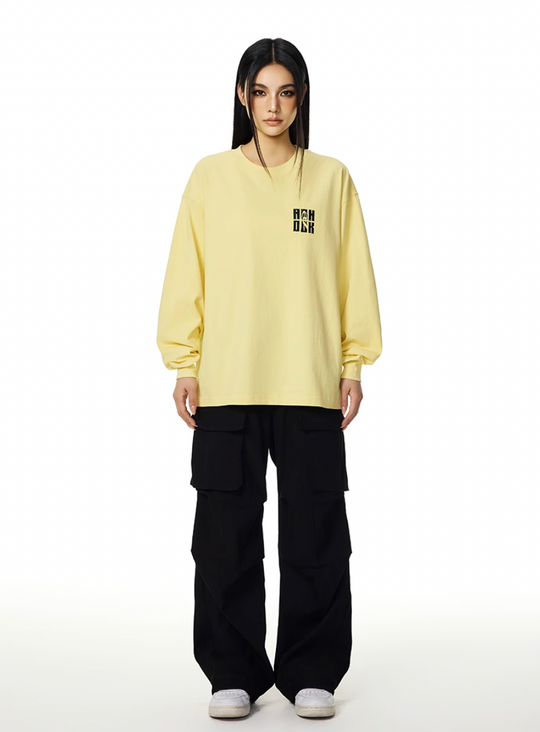 Achock Letter Logo Embroidered Long Sleeve Tee | Face 3 Face