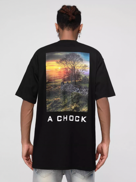 Achock Sunset Landscape Print Tee | Face 3 Face