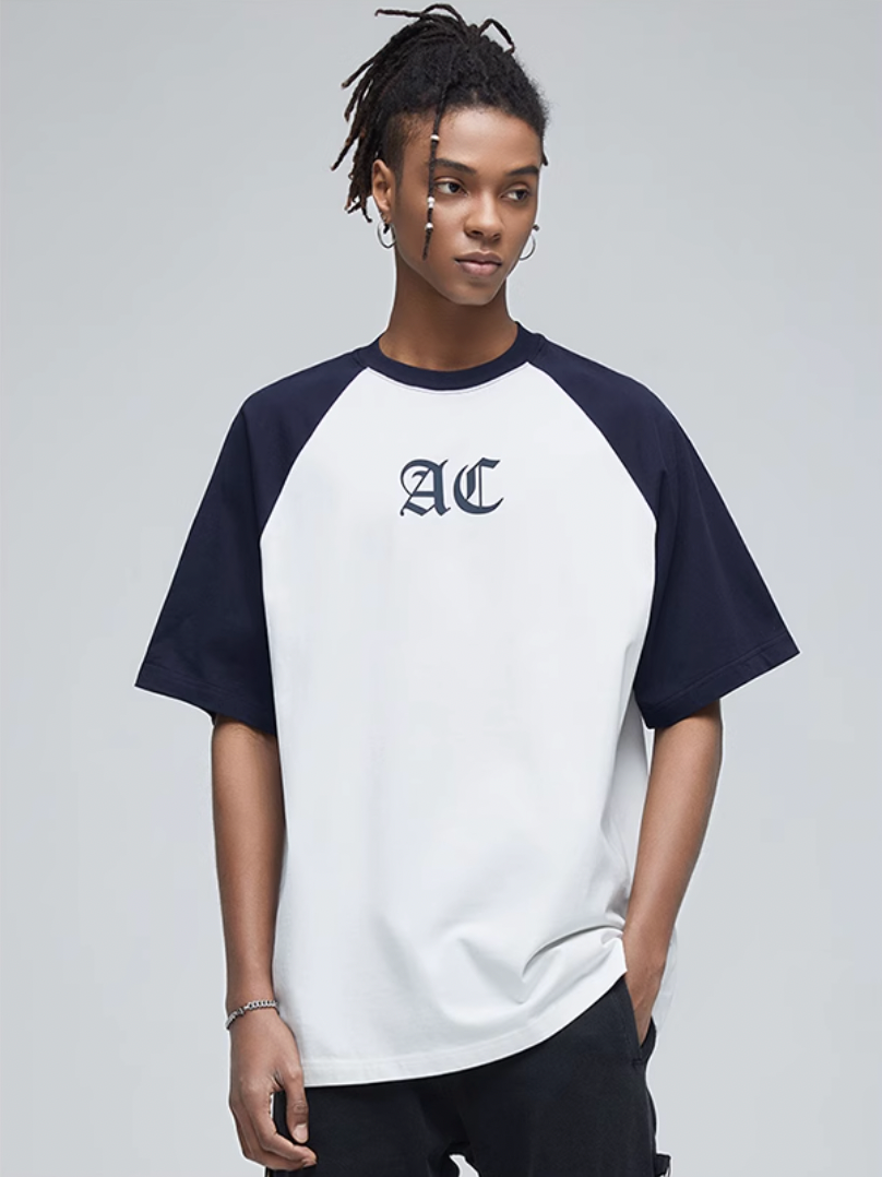 AC Logo Print Raglan Sleeve Tee | Face 3 Face