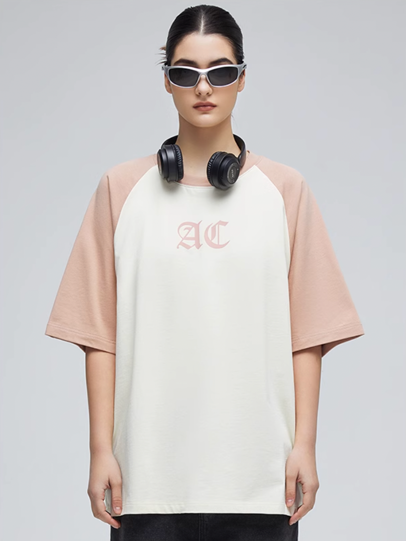 AC Logo Print Raglan Sleeve Tee | Face 3 Face