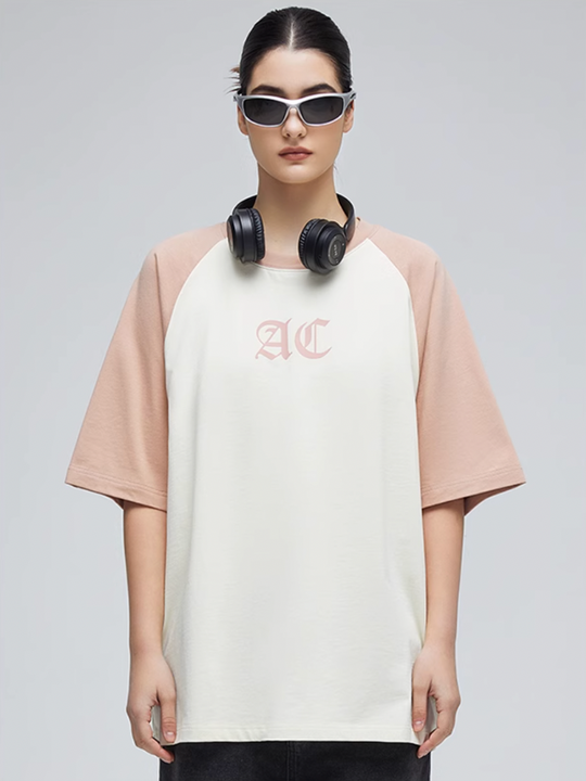 AC Logo Print Raglan Sleeve Tee | Face 3 Face