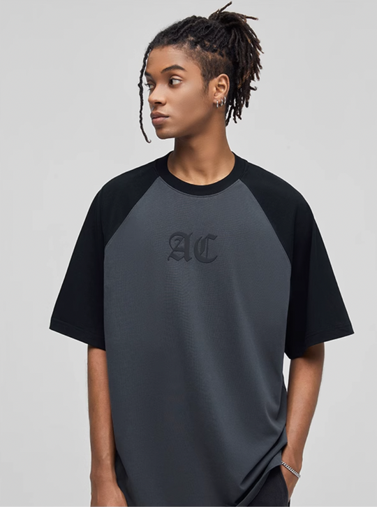AC Logo Print Raglan Sleeve Tee | Face 3 Face