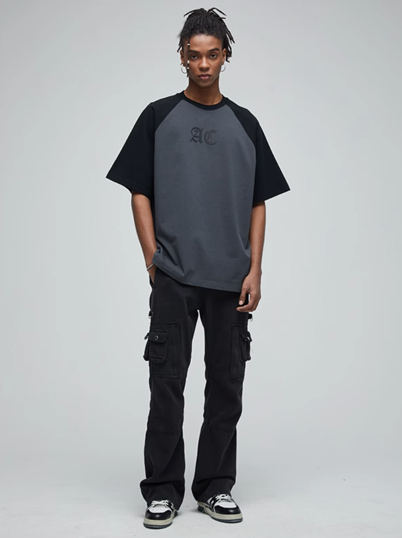 AC Logo Print Raglan Sleeve Tee | Face 3 Face