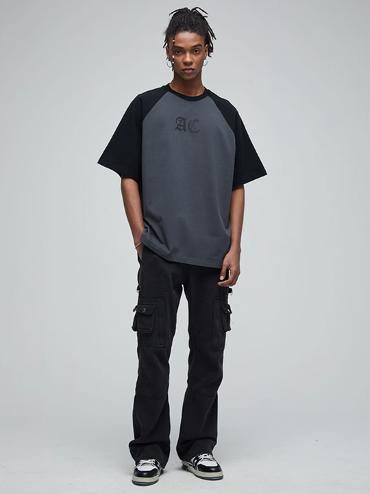 AC Logo Print Raglan Sleeve Tee | Face 3 Face