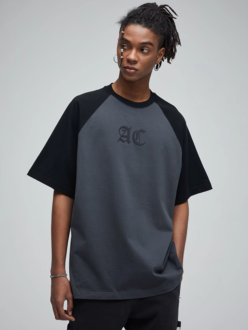 AC Logo Print Raglan Sleeve Tee | Face 3 Face