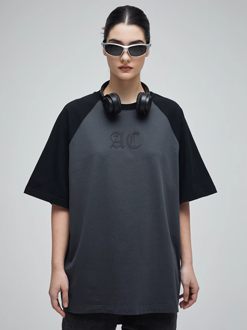 AC Logo Print Raglan Sleeve Tee | Face 3 Face