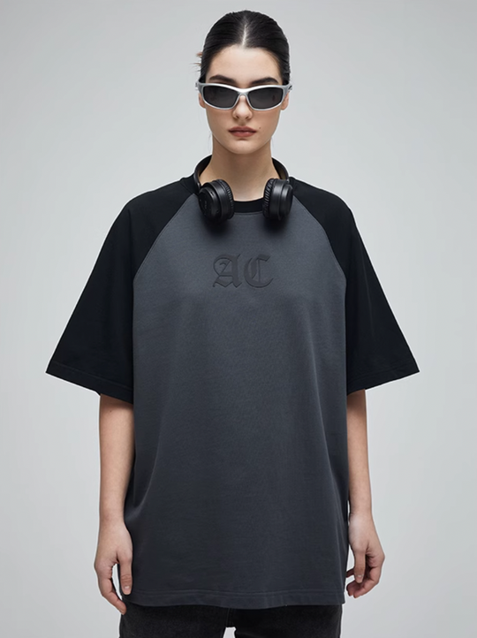 AC Logo Print Raglan Sleeve Tee | Face 3 Face