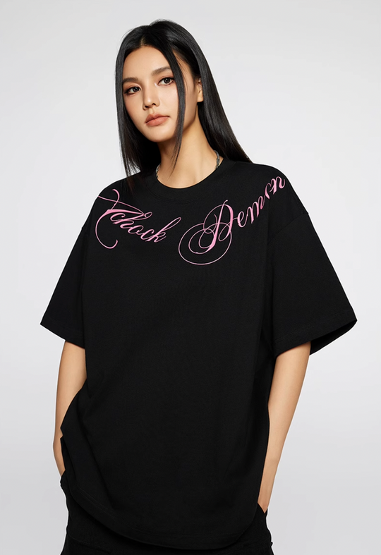 Achock Script Logo Print Tee | Face 3 Face