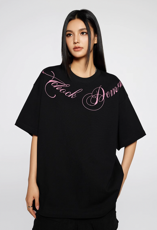 Achock Script Logo Print Tee | Face 3 Face